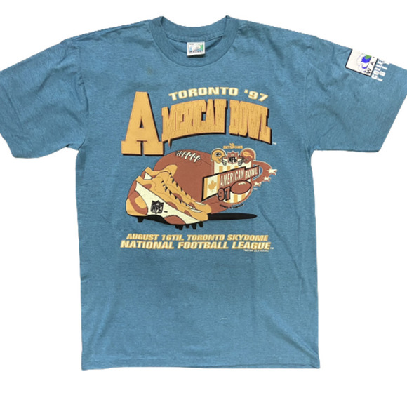 Toronto 1997 Vintage NFL American Bowl Blue Orange T-Shirt Men's Med NWOT - Picture 10 of 10